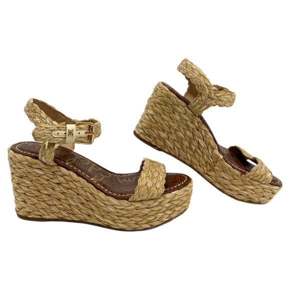 Sam Edelman Beige Woven Wedges | Size 6 High Heels - Picture 1 of 8